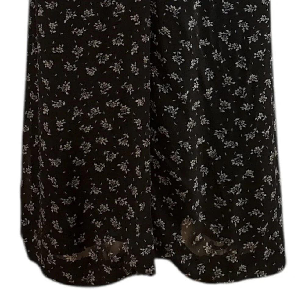 Vtg Dark Academia Ditzy Floral Maxi Dress Sz 8 Button Front Collared Cottagecore - Picture 2 of 15